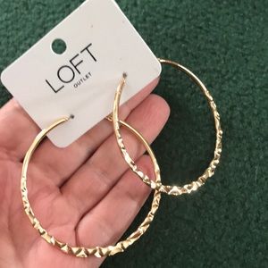 Loft Outlet Gold Tone Large Texture Hoop Earrings